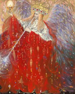 Anděl života, 2009 (olej a plátkové zlato na belgickém plátně) od Annael Anelia Pavlova