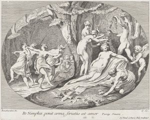 Jdi nymfy, které skládají zbraně, láska odpočívá!, 1730-60. od Anne Claude Philippe de Caylus