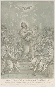 Letnice, s Pannou stojící uprostřed, Duchem svatým nahoře a apoštoly..., ca. 1729. od Anne Claude Philippe de Caylus