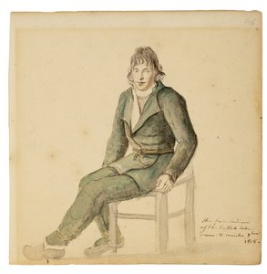 Fair American Indian Man of the Buffalo Tribe, Canisteo, New York, 1808 (akvarel, grafit a dřevěné uhlí na papíře)