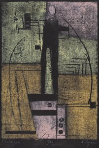 Obelisque (barevný dřevoryt) od Anne Ryan