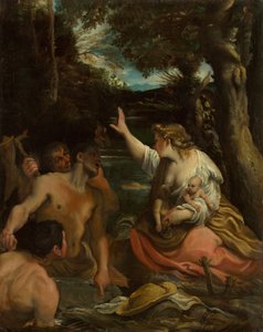 Latona a lýkští rolníci Latona chrání své děti, 1585. od Annibale Carracci