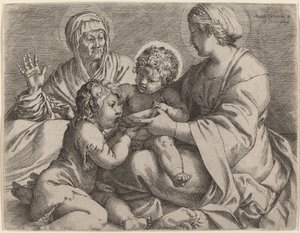 Madonna a dítě se svatými Alžbětou a Janem Křtitelem (La Madonna della Scodella) od Annibale Carracci