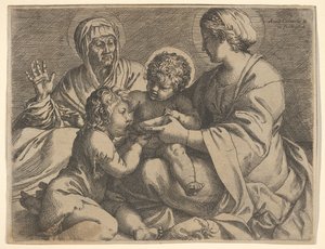 Madonna s dítětem se svatými Alžbětou a Janem Křtitelem Madonna della Scodella,..., 1606. od Annibale Carracci