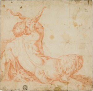 Satyr a koza od Annibale Carracci