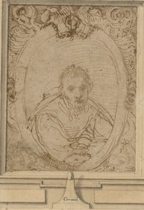 Autoportrét, cca 1580 (pero a hnědý inkoust na papíře) od Annibale Carracci