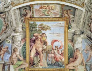 Galleria Carracci Carracci Hall detail Polyphemus a Galatea, freska 1597-1604 od Annibale Carracci