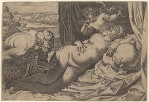 Venuše a satyr od Annibale Carracci