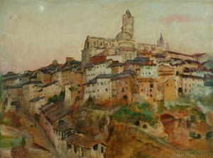 Město Siena (olej na plátně)