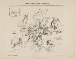 Vizuální válečná scéna / Mapa Evropy v roce 1859 (název na objektu) od Anonymous