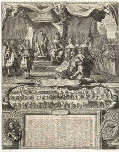 Alegorie míru s Anglií v roce 1674 a almanach na rok 1675 Vereenichde Nederlantsche danckbaerheyt, aen Carolus II. Coninck van Hisp. atd. o uzavření jejich míru s Karlem II. Coninck z Velké Británie a restaurování od Anonymous