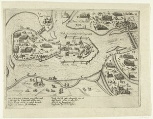 Obléhání Schenkenschans Španěly, 1599 Forialicium Schenckianum (název na objektu) od Anonymous