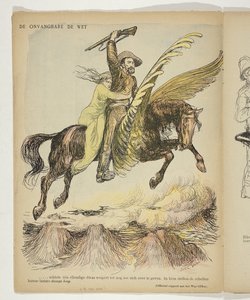 Christiaan de Wet a žena, která se k němu drží (Naděje Búrů) na okřídleném koni Neodolatelný zákon (název na objektu) od Anonymous