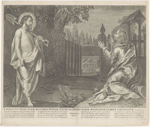 Christus verchicht als tuinman aan Mary Magdalene (Nedotýkej se mě) Kristus se ihned po svém vzkříšení představuje Marii Magdaleně a utěšuje ji (titul na předmětu) Royal Bijbel (název série) od Anonymous