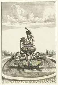 Fontein potkal Herkula v Ladonu Architecture Curiosa Nova (název série) od Anonymous