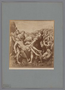 Fotoreprodukce obrazu Sestup z kříže od Raphaela, ve sbírce Galleria Borghese v Římě Romové. Žluč. Borghese. Vklad. Raffaello (název na objektu) od Anonymous
