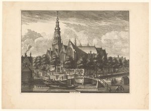 Pohled na Oude Kerk v Amsterdamu z Oudezijds Voorburgwal Starý kostel (název na objektu) od Anonymous
