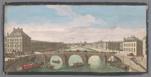 Pohled na Pont Royal přes řeku Seinu v Paříži, při pohledu na Pont Neuf Vuë Privé de Paris, cena du Pont Royal vzhledem k le Pont Neuf (název na objektu) od Anonymous