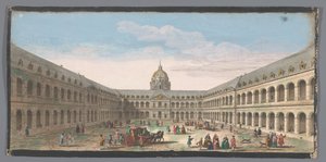 Pohled na nádvoří Hôtel des Invalides v Paříži Vüe ​​​​de la grande cour de l