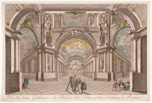 Pohled na tři galerie Paláce umění a vědy v Římě Vue des trois galleries, du Palais des Arts et des Sciences à Rome (název na objektu) od Anonymous