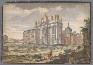 Pohled na kostel svatého Jana Lateránského v Římě Veduta della Basilica di S. Giovanni Laterano (název na objektu) od Anonymous