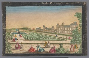 Pohled do zahrady a na Palais de Fontainebleau od Anonymous