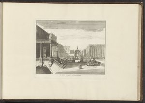 Pohled na královský palác a královské zahrady v Neapoli Veue du Bois de Cypres du Jardin Royal à Neapol (název na objektu) Paláce a památky v Benátkách, Livornu, Neapoli a Římě (název série) od Anonymous
