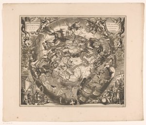 Mapa oblohy s jižními souhvězdími Haemisphaerium scenographicum australe coeli stellati et terrae (název na objektu) od Anonymous