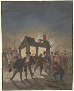Vypálení celnice v Amsterdamu 15. listopadu 1813 od Anonymous