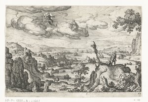 Jupiter ve svém voze a jiný Bůh Krajiny s mytologickými a biblickými scénami (název série) od Anonymous