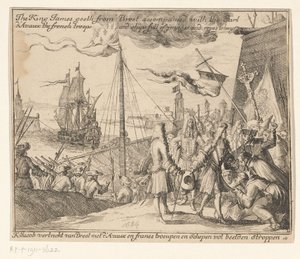 Král Jakub II. odjíždí s francouzskými vojáky z Brestu do Irska, 1689 Král Jakub jede z Brestu v doprovodu hraběte d