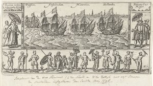 Kopie podle původního titulního tisku pro Houtmans Journael vande reyse der Hollandtsche ships ghedaen in Oostelijk, 1598 od Anonymous