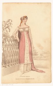 La Belle Assemblee, 1. března 1813, č. 42 (nová řada): Večerní šaty od Anonymous