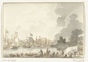 Vylodění anglické a holandské flotily v Cádizu, 1702 od Anonymous
