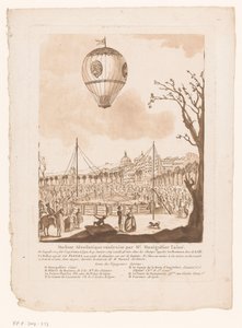 Luchtballon, Le Flezel, van Joseph-Michael Montgolfier starší Buiten Lyon Aerostatický stroj postavený panem Montgolfierem starším (název na objektu) od Anonymous