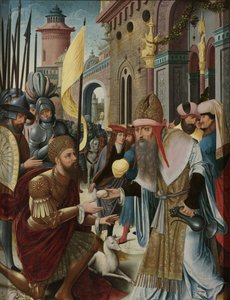 Setkání Abrahama a Melchisedeka (vnitřní, levé křídlo triptychu) od Anonymous