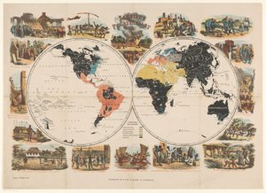 Misijní mapa světa a náboženské scény Obrazová karta mise (název na předmětu) od Anonymous