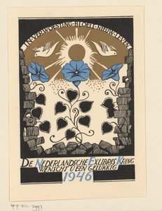Novoroční přání pro rok 1946 od holandského kroužku exlibris od Anonymous