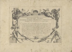 Ornamenteel kartuše s aan de schilder Francesco Crescenzi Kůň, ve kterém se vybírají všechny druhy šlechticů: chování koní rozlišených z různých částí světa (...) (název série na předmětu) od Anonymous