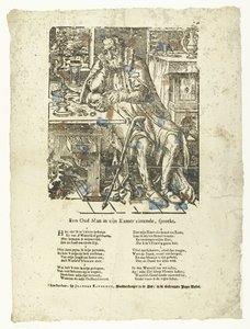 Starý muž ve svém pokoji (vanitas) Starý muž sedící ve svém pokoji mluví. (název na objektu) od Anonymous