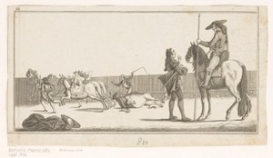 Picador a matador po zabití býka Coleccion de las principales suertes de una corrida de toros (název série na objektu) Sbírka nejdůležitějších býčích manévrů (název série) od Anonymous