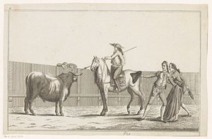 Picador míří kopím na býka Coleccion de las principales suertes de una corrida de toros (název série na objektu) Sbírka nejdůležitějších býčích manévrů (název série) od Anonymous