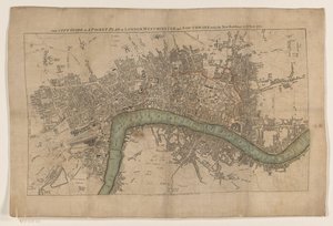 Plattegrond van Londýn, 1761 Průvodce městem aneb kapesní plán Londýna, Westminsteru a Southwarku s novými budovami do roku 1761 (název na objektu) od Anonymous