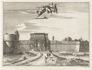 Porta Romana v Miláně Porta Romana cum suis Muninentis (název na objektu) Budovy Magesyn der Italiaense (název série) od Anonymous