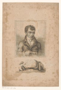 Portrét Roberta Mounta, londýnského knihaře a prodejce tiskovin R. Mount, Bookbinder, Printseller & Portfolio Maker (název na objektu) od Anonymous