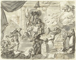 Quincampoix nebo velký prodavač větru a zelí, 1720 The Great Scene of Folly (extra kusy) (název série) od Anonymous