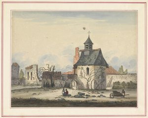 Zřícenina Hougoumont Sedm desek Waterloo a jeho okolí (název série) od Anonymous