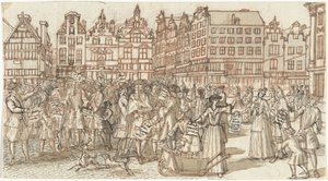 Věřitel a obchodník s chudobou, 1720 The Great Scene of Folly (název série) od Anonymous