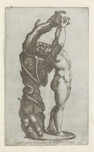 Sculptuur van Amor die druiven plukt Cupido puber v domě Io Baptista Lugari (titul na objektu) Starožitné sochy v Římě (název série) Ikony starověkých soch města Říma, které jsou vidět na veřejných místech (název série) od Anonymous