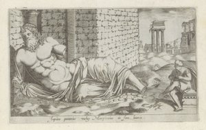 Sochař van Marforio Jupiter, živitel, běžně nazývaný Marphorius na trhu s dobytkem (titul na předmětu) Starožitné sochy v Římě (název série) Ikony starověkých soch města Říma, které jsou vidět na veřejných místech (název série) od Anonymous